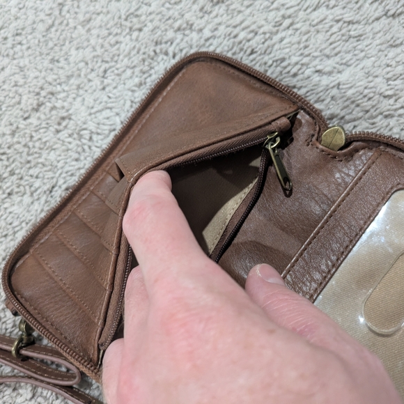 The Sak Brown Leather Crossbody Wallet Embossed Design - Picture 14 of 16